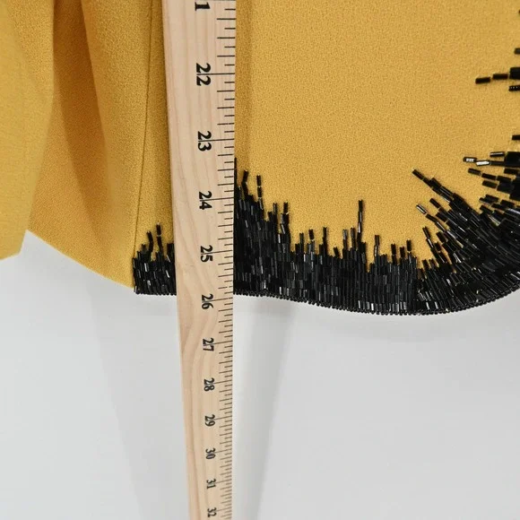 Vtg Nolan Miller Wool Beaded Jacket Tank Set Size 8 Yellow Retro Glam Hong Kong - Picture 5 of 16